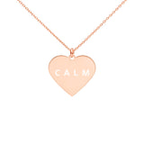 C A L M  Engraved Silver Heart Necklace