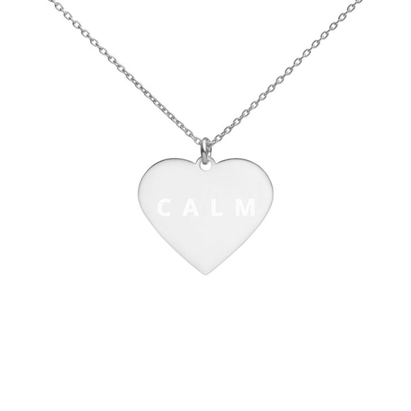 C A L M  Engraved Silver Heart Necklace